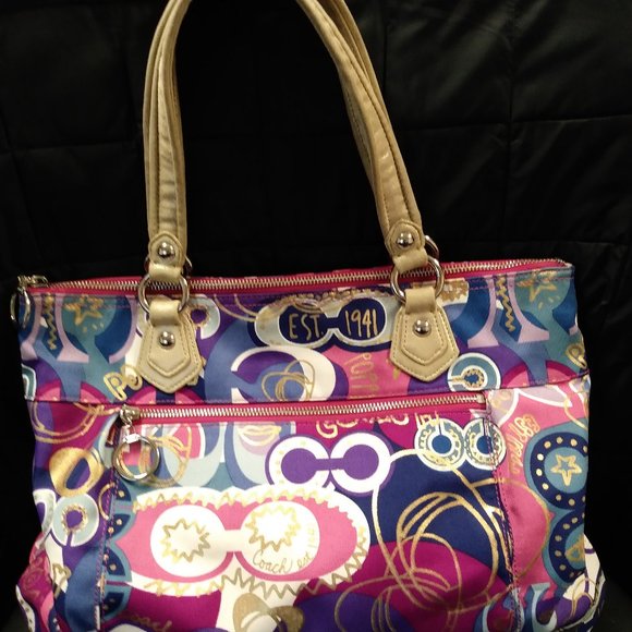 Coach Tote in colorful Poppy pattern - Picture 1 of 3